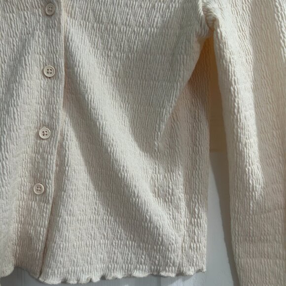 Mango Textured Creme V-Neck Cardigan - Picture 3 of 5